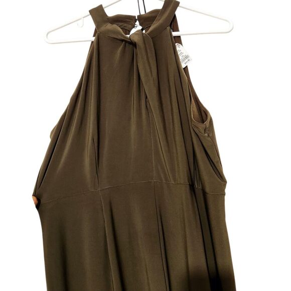 Nina Leonard Jumpsuit For Women Size Medium Wide Leg Olive Green Color With Zip - Picture 4 of 15